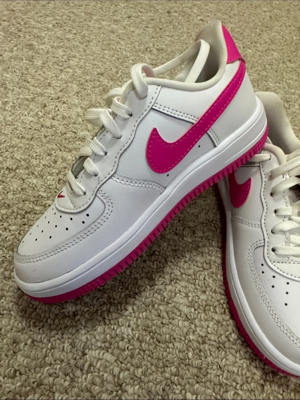 Nike Kids White and Hot Pink Sneakers